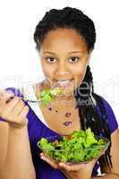 Girl having salad