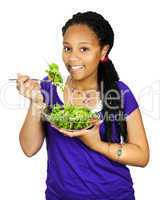 Girl having salad