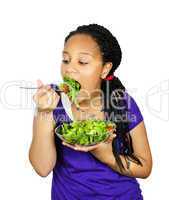 Girl having salad