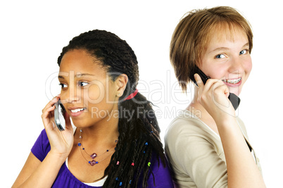 Teen girls with mobile phones