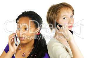 Teen girls with mobile phones