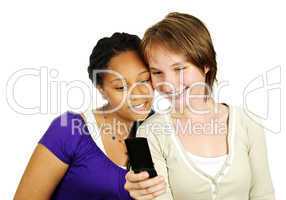 Teen girls with mobile phone