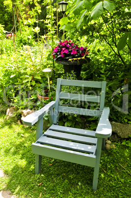 Chair in green garden