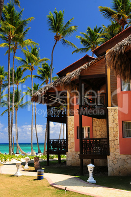 Tropical resort on ocean shore