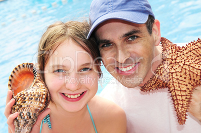 Family on tropical vacation