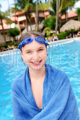 Teenage girl at swimming pool