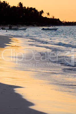 Tropical beach at sunset