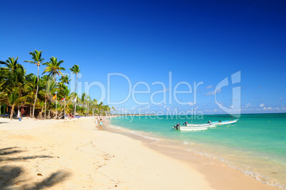 Sandy beach on Caribbean resort