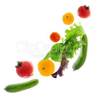 Fresh vegetables flying