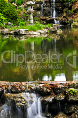 Cascading waterfall and pond