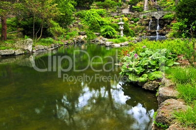 Cascading waterfall and pond