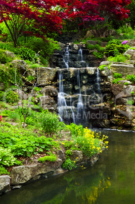 Cascading waterfall and pond