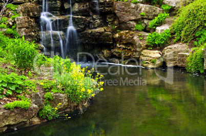 Cascading waterfall and pond