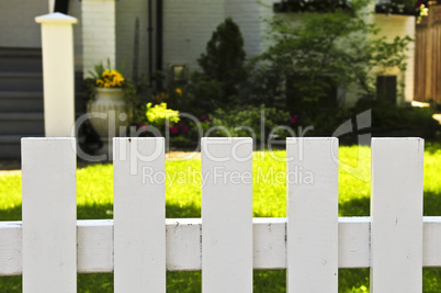 Front yard with white fence