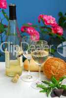 White wine with glasses