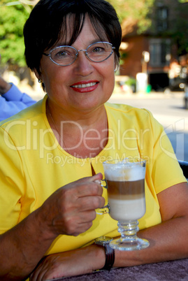 Mature woman coffee