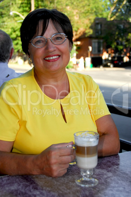 Mature woman coffee