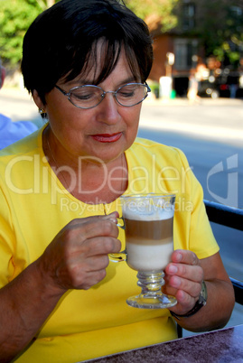 Mature woman coffee