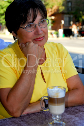 Mature woman coffee