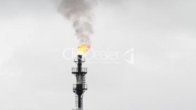 Blaze of gas in a refinery