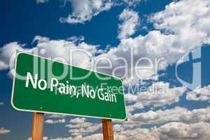 No Pain, No Gain Green Road Sign