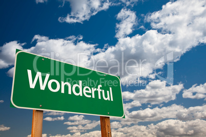 Wonderful Green Road Sign with Sky