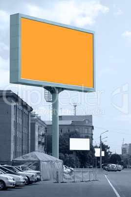 orange billboard on the street