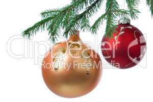 Christmas decoration ball and fir branch