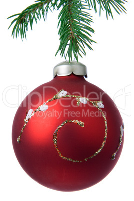 Christmas decoration ball and fir branch