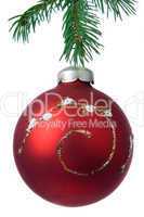 Christmas decoration ball and fir branch