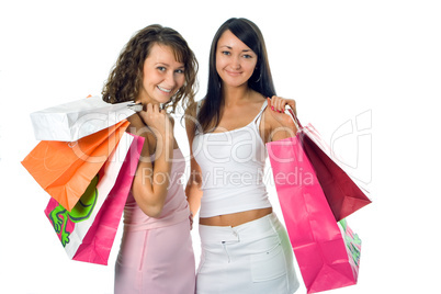 shopping peauty girlfriend with colored package