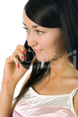 attractive young woman calling by cellular phone