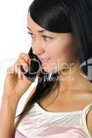 attractive young woman calling by cellular phone