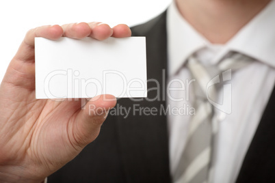 businessman hold visiting card