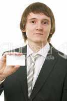businessman show business card