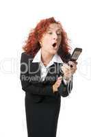 beauty business anger woman scream  into cell phone
