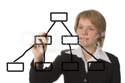 business woman draw graph