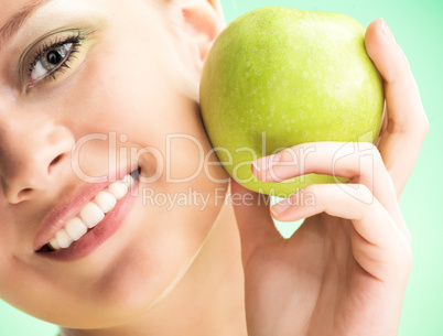 young beauty woman with apple