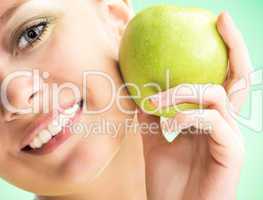 young beauty woman with apple