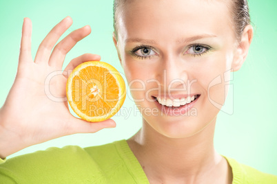 young beauty woman with orange