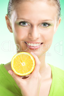 young beauty woman with orange