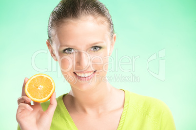 young beauty woman with orange