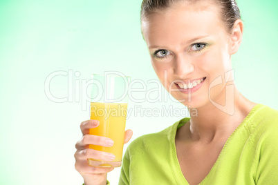 young beauty woman with fruit juices