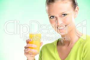 young beauty woman with fruit juices
