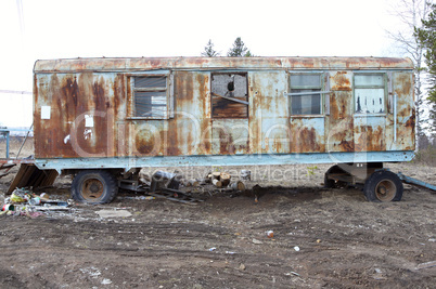 old grunge trailer with windows