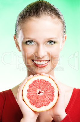 young beauty woman with apple