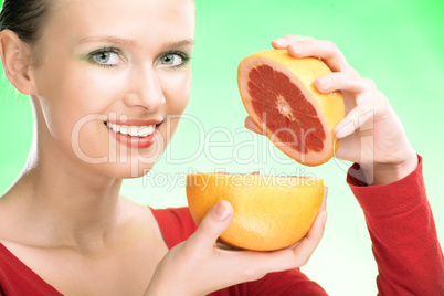 young beauty woman with apple