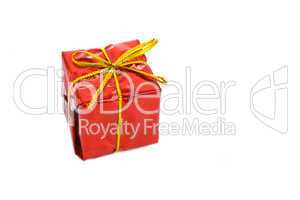 red box gift with gold bow