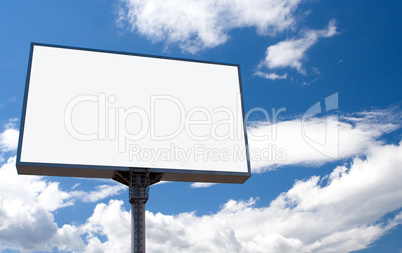 white bill board advertisement under sky with clouds