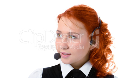Beauty girl operator with headphones